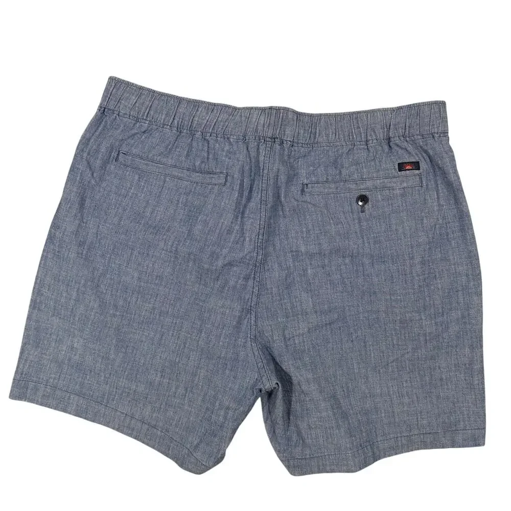 Faherty Mens XL Blue Chambray Drawstring Shorts Elastic Waist Casual Beach